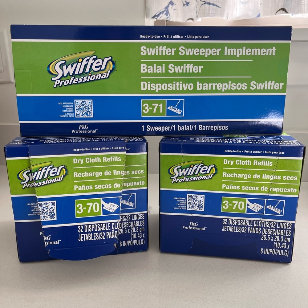 Swiffer Professional Cleaning System Sweeper Mop with 62 Dry Cloth Refills Kit